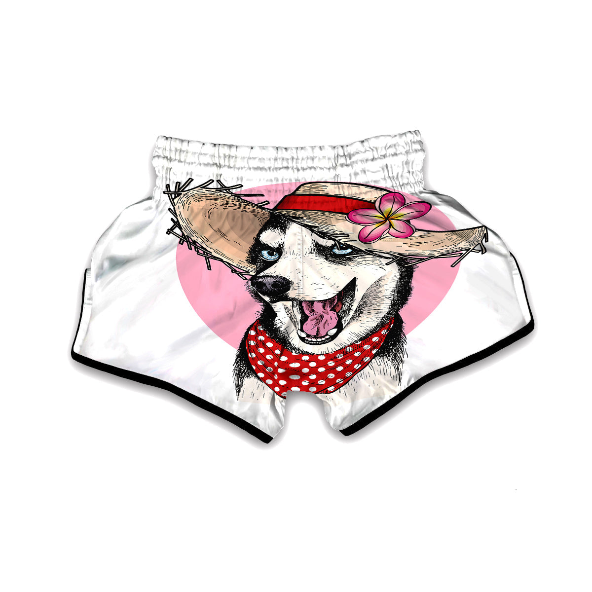 Siberian Husky Hat Print Muay Thai Boxing Shorts-grizzshop