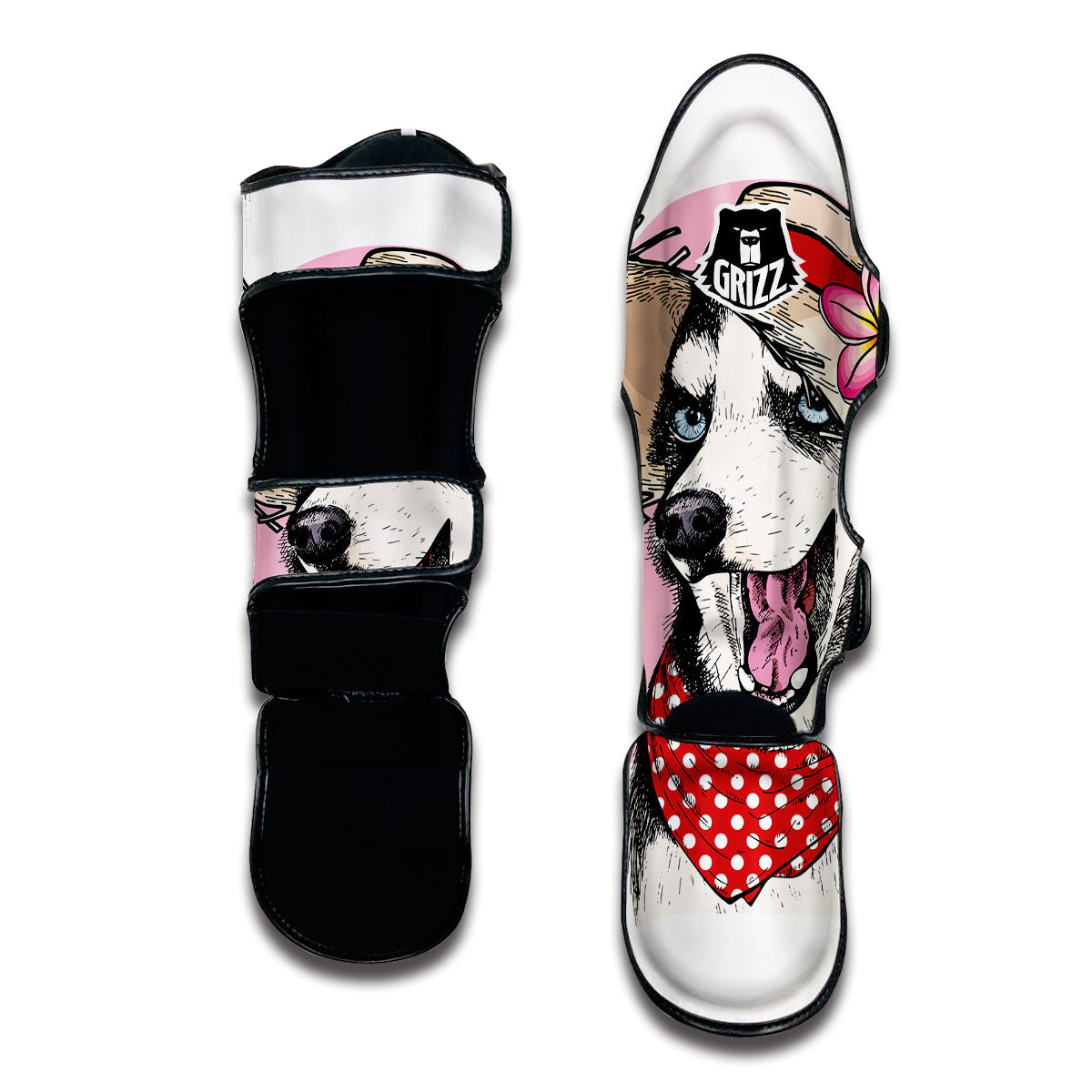 Siberian Husky Hat Print Muay Thai Shin Guards-grizzshop