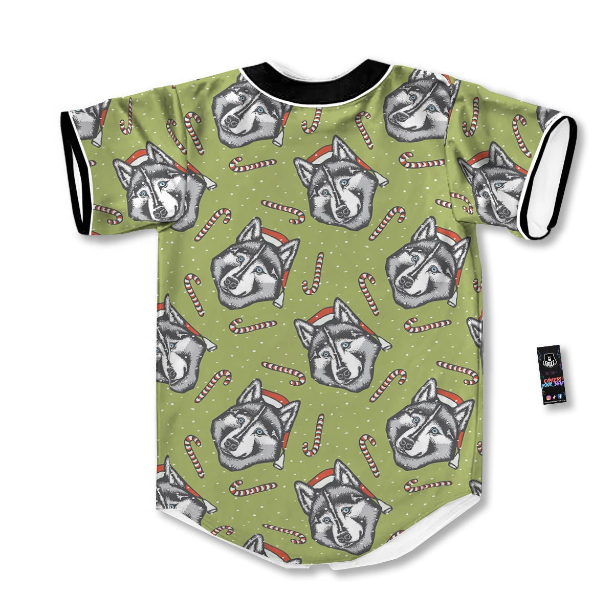 Siberian Husky Santa Print Pattern Baseball Jersey-grizzshop