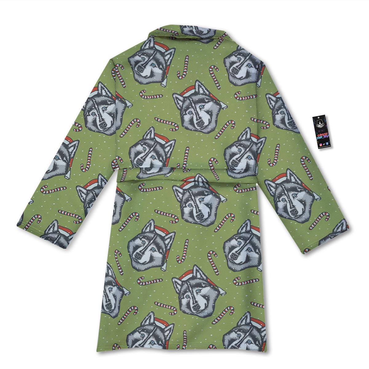 Siberian Husky Santa Print Pattern Bathrobe-grizzshop