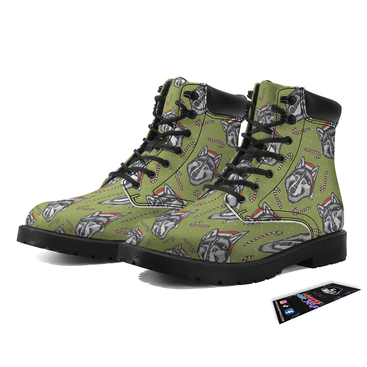 Siberian Husky Santa Print Pattern Boots-grizzshop