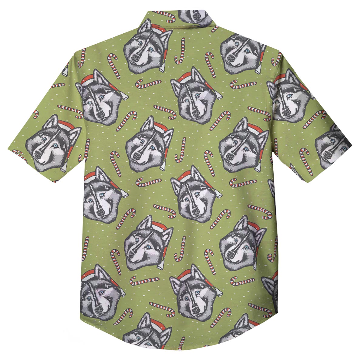Siberian Husky Santa Print Pattern Button Up Shirt-grizzshop