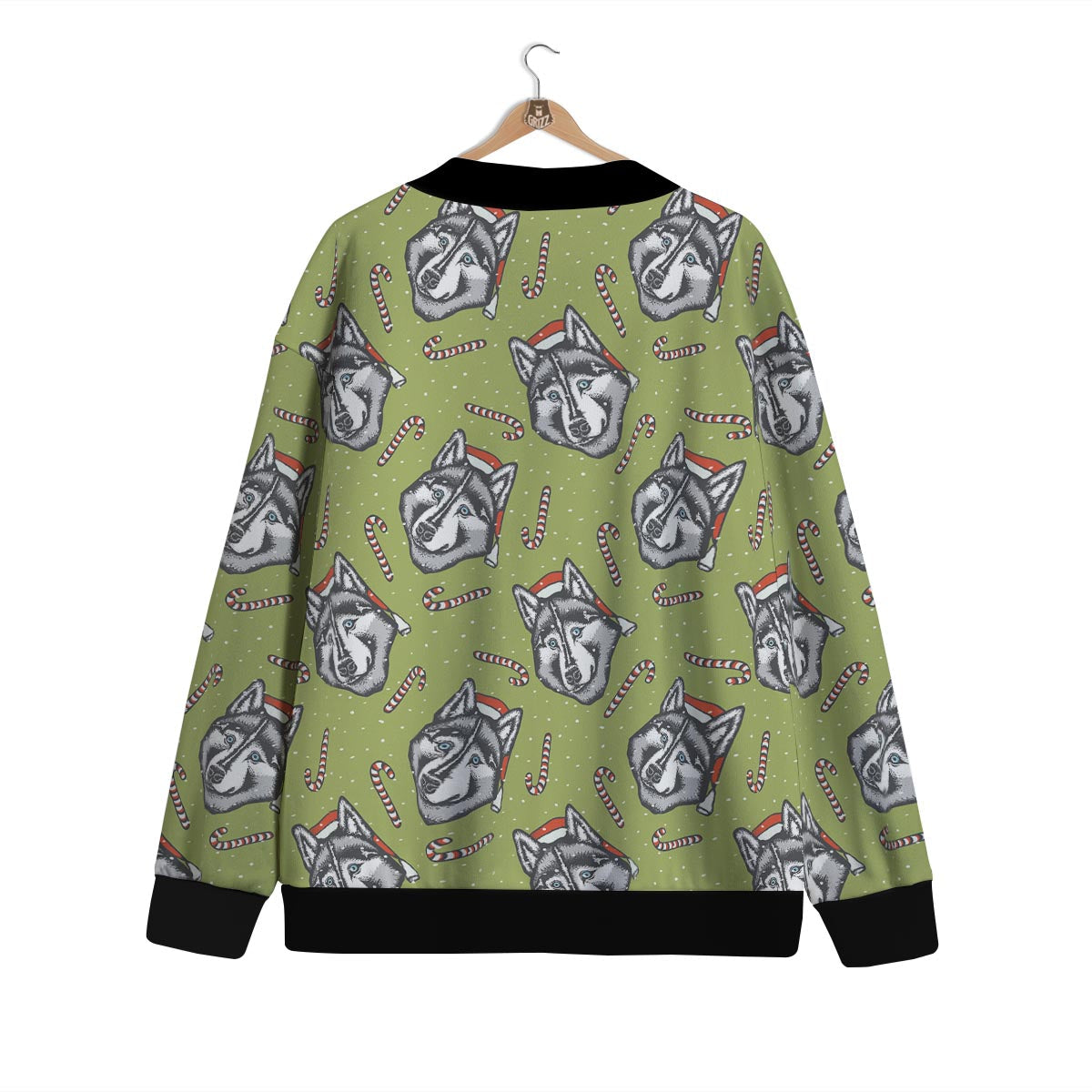 Siberian Husky Santa Print Pattern Cardigan-grizzshop