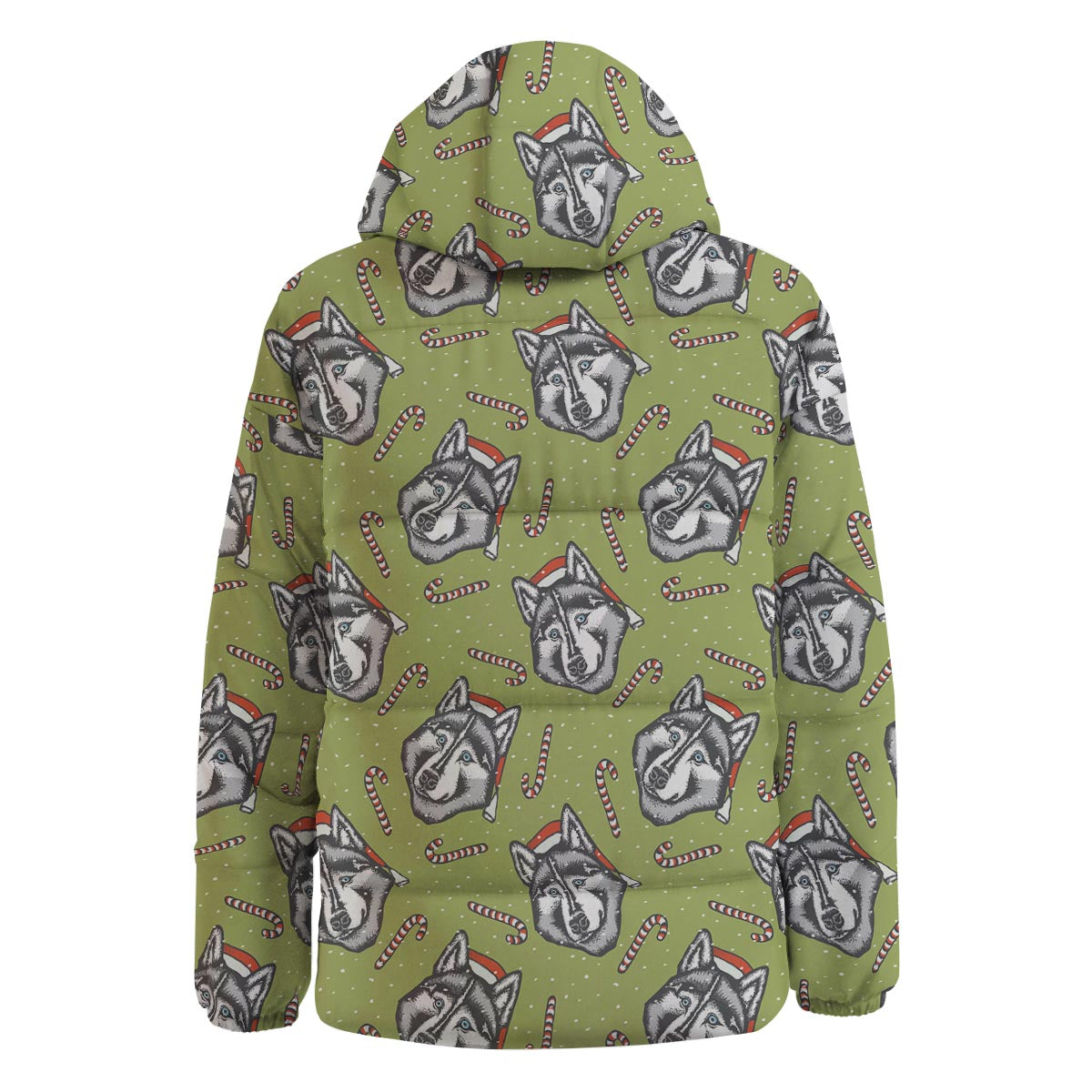 Siberian Husky Santa Print Pattern Down Jacket-grizzshop