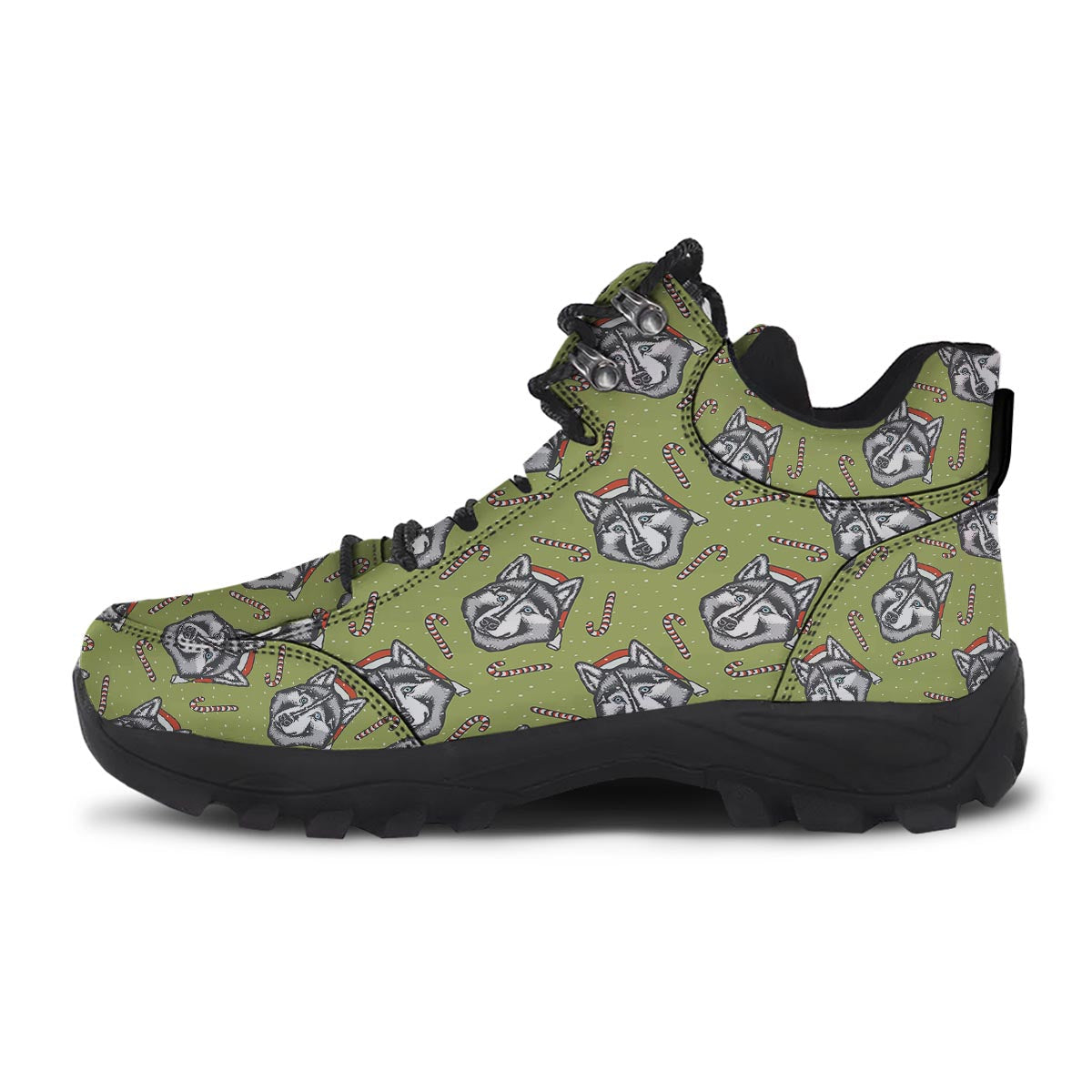 Siberian Husky Santa Print Pattern Hiking Shoes-grizzshop