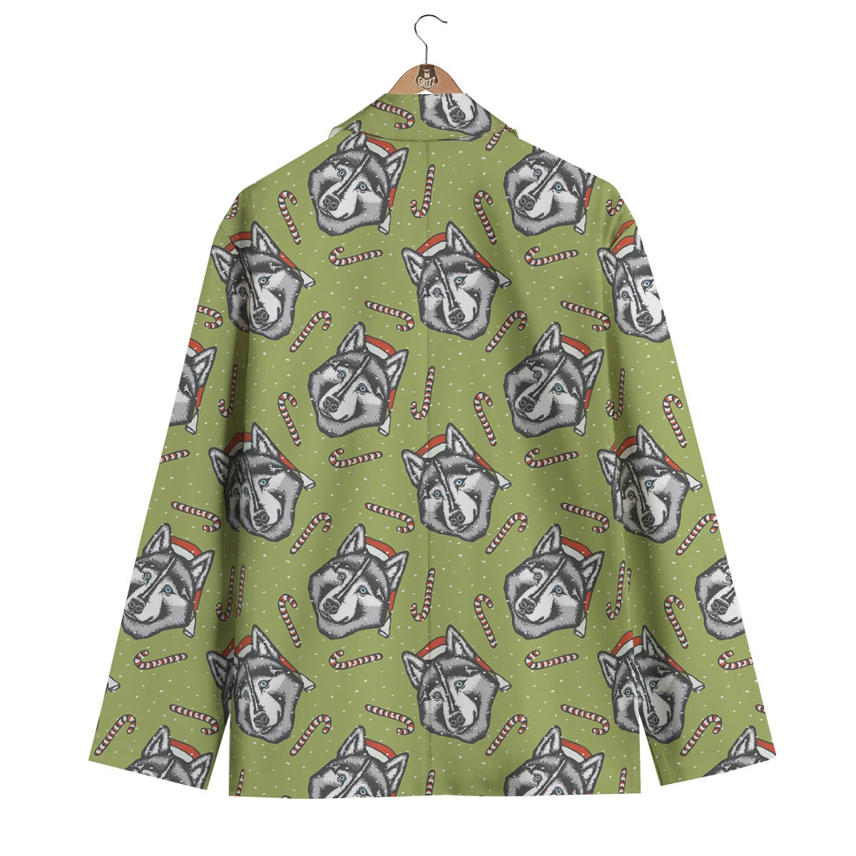 Siberian Husky Santa Print Pattern Men's Blazer-grizzshop