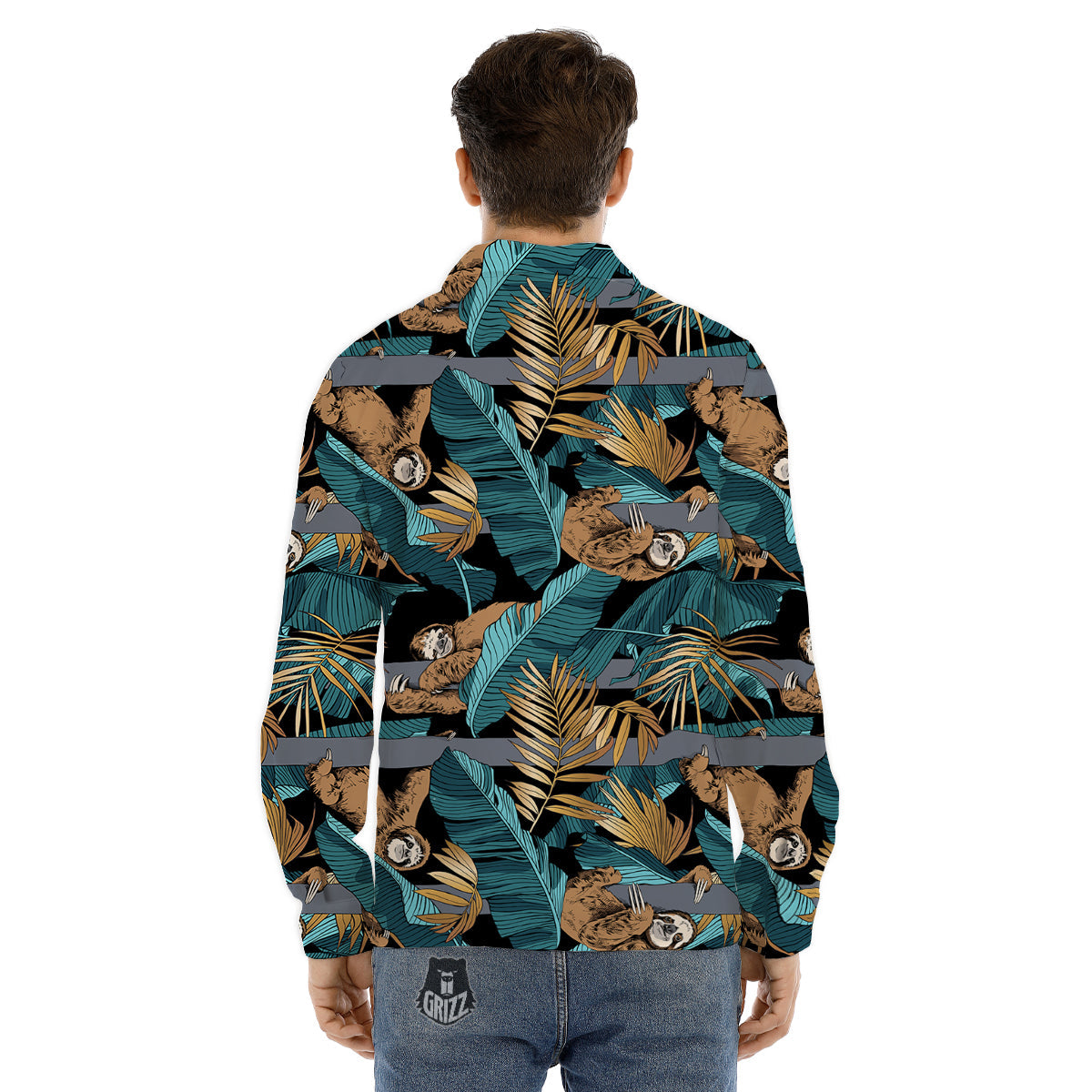 Siberian Husky Santa Print Pattern Men's Dress Shirts-grizzshop