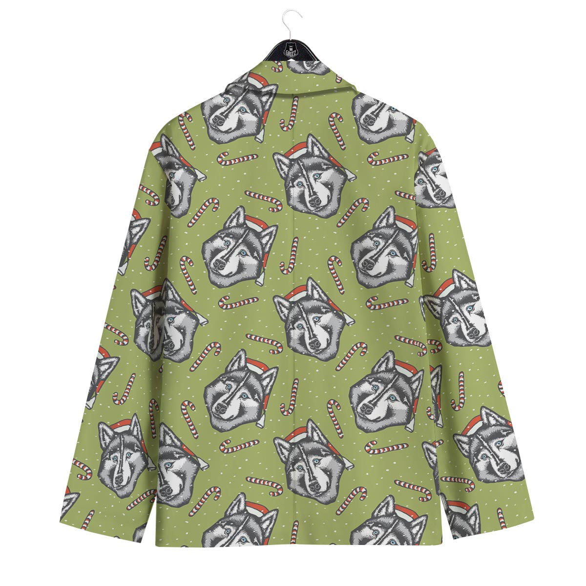 Siberian Husky Santa Print Pattern Men's Sport Coat-grizzshop