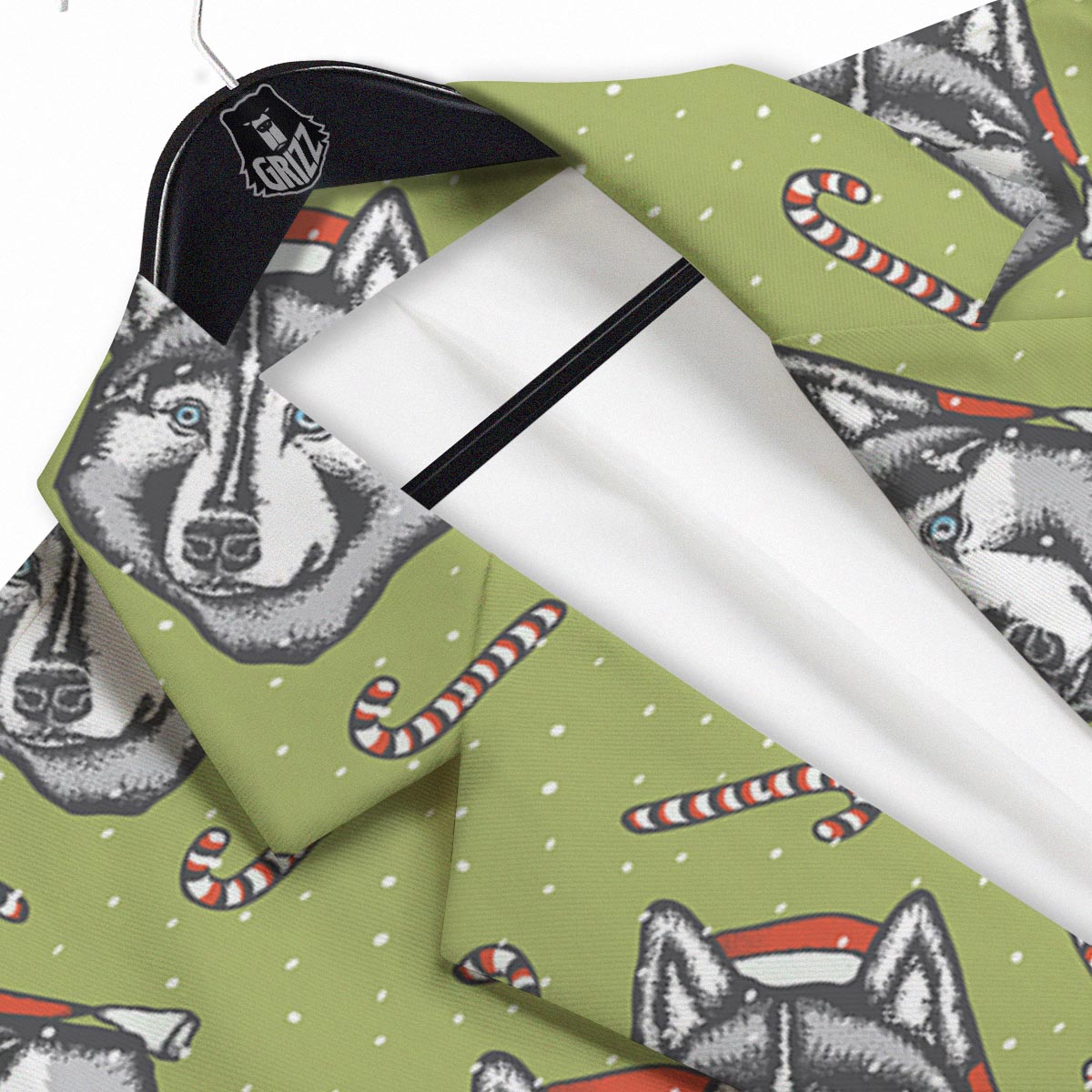 Siberian Husky Santa Print Pattern Men's Sport Coat-grizzshop