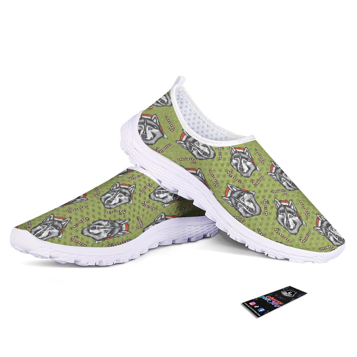 Siberian Husky Santa Print Pattern Nurse Shoes-grizzshop