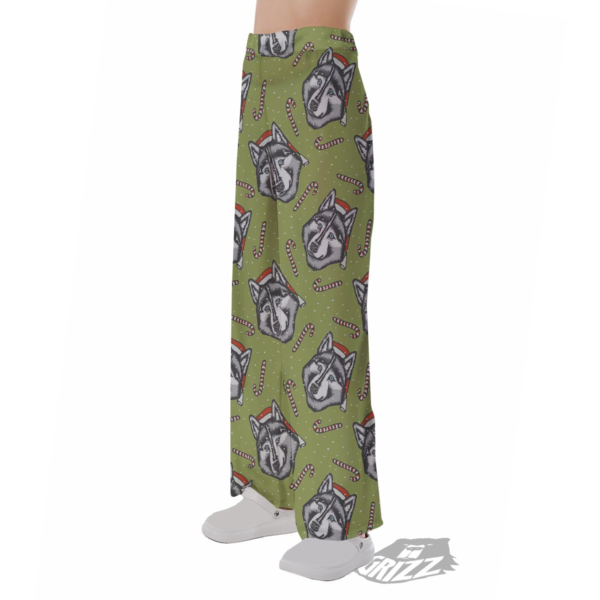 Siberian Husky Santa Print Pattern Pajama Pants-grizzshop
