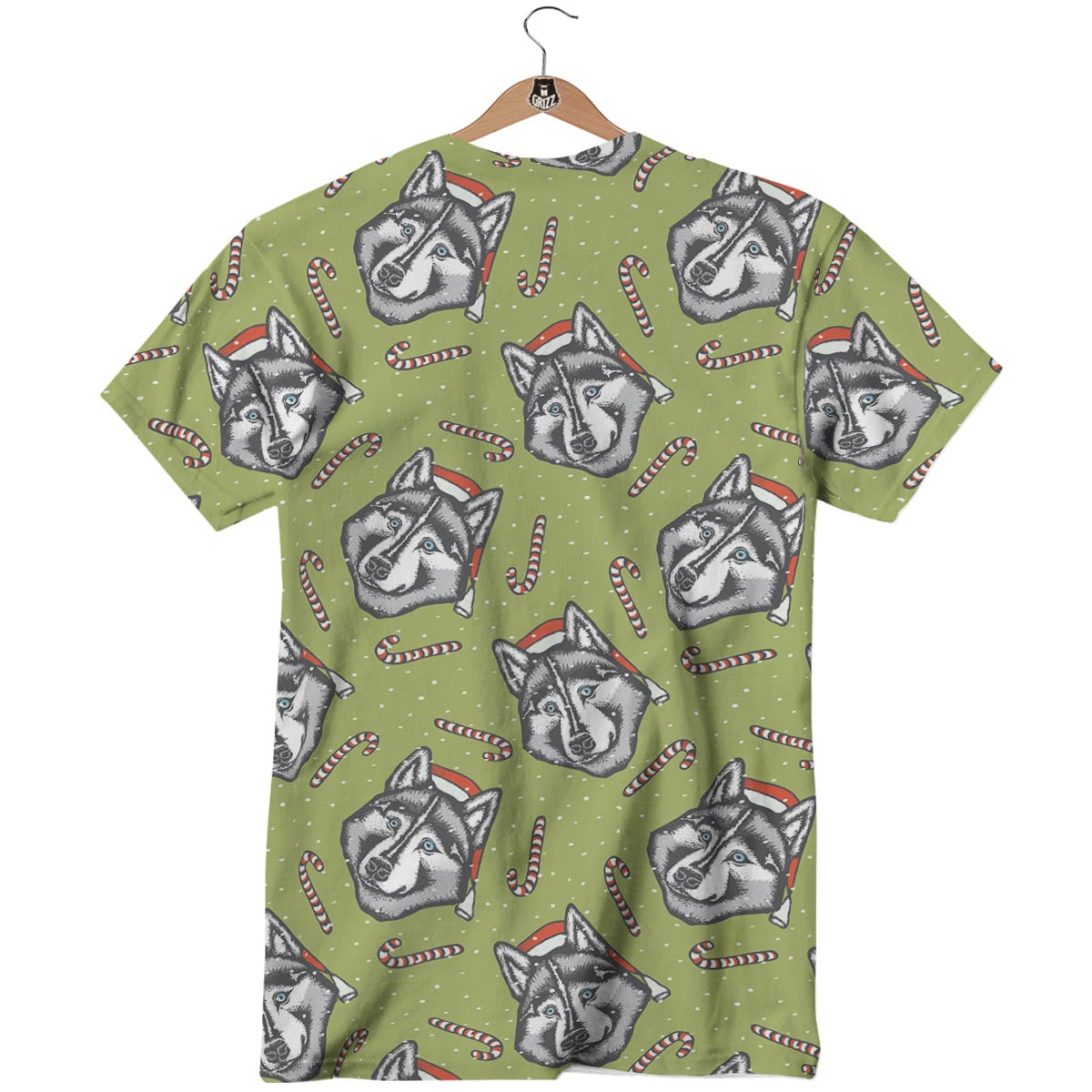 Siberian Husky Santa Print Pattern T-Shirt-grizzshop