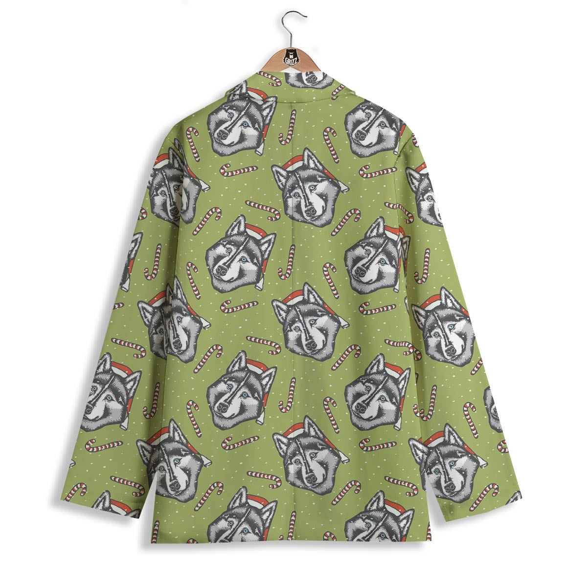 Siberian Husky Santa Print Pattern Women's Blazer-grizzshop