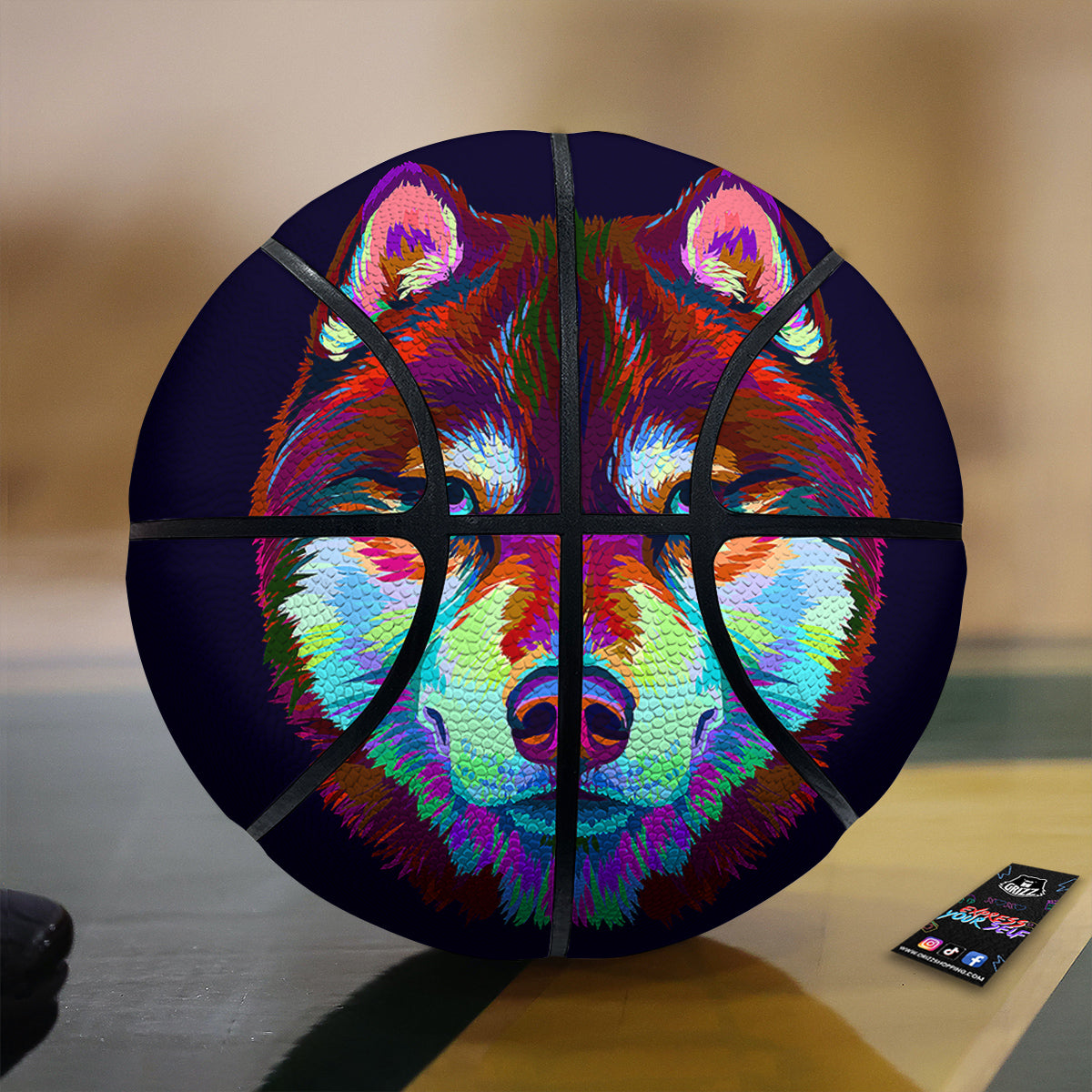 Siberian Husky Colorful Print Basketball