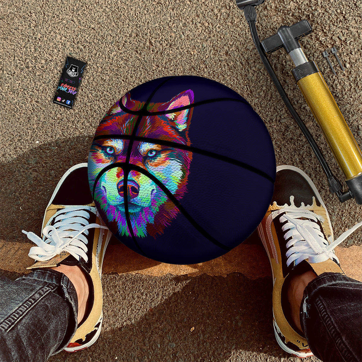 Siberian Husky Colorful Print Basketball