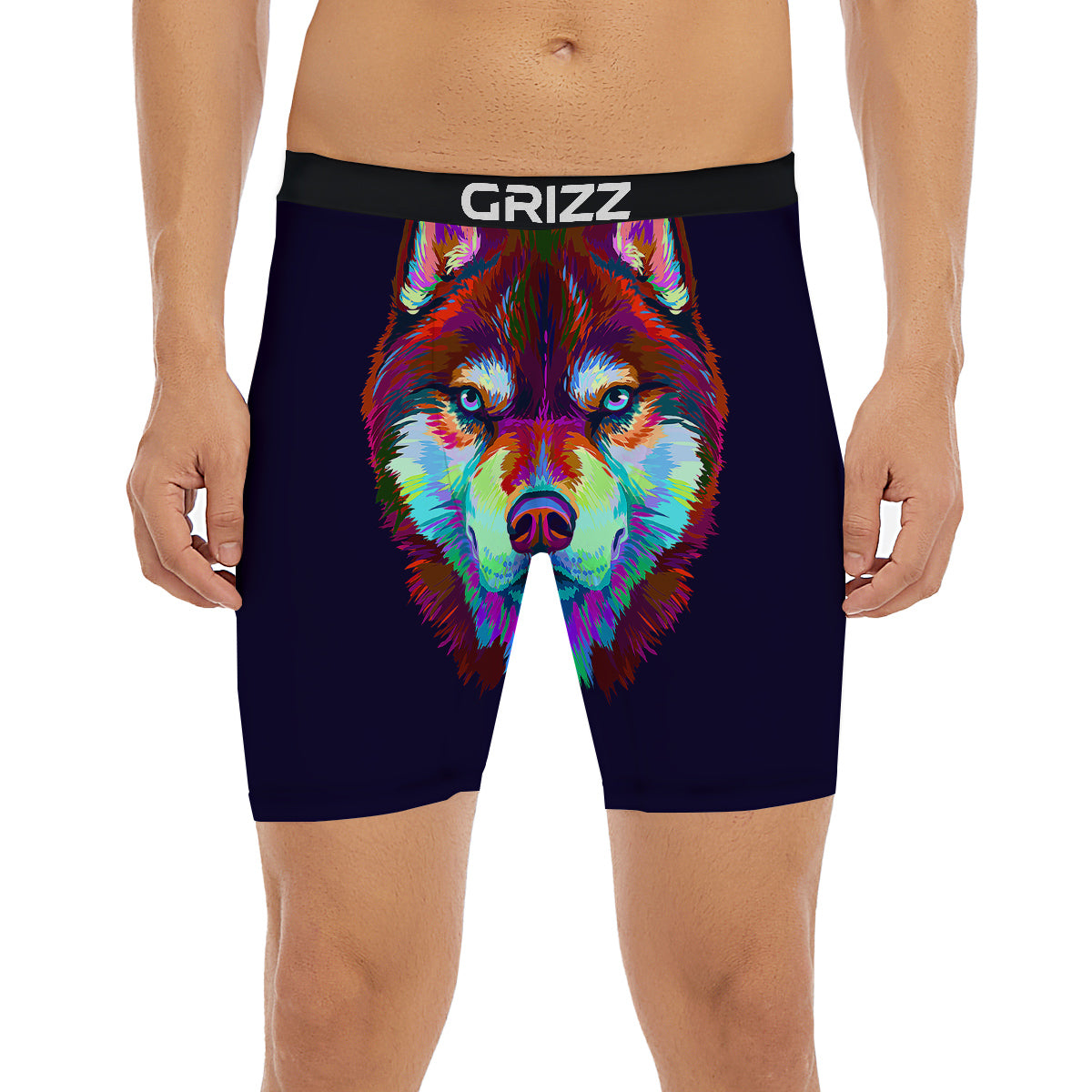 Siberian Husky Colorful Print Boxer Briefs