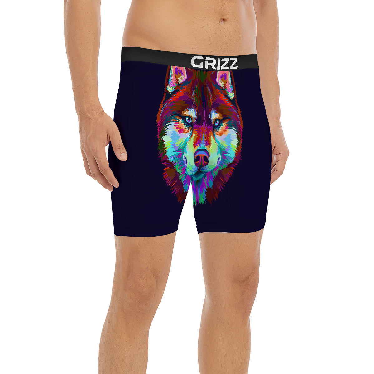Siberian Husky Colorful Print Boxer Briefs