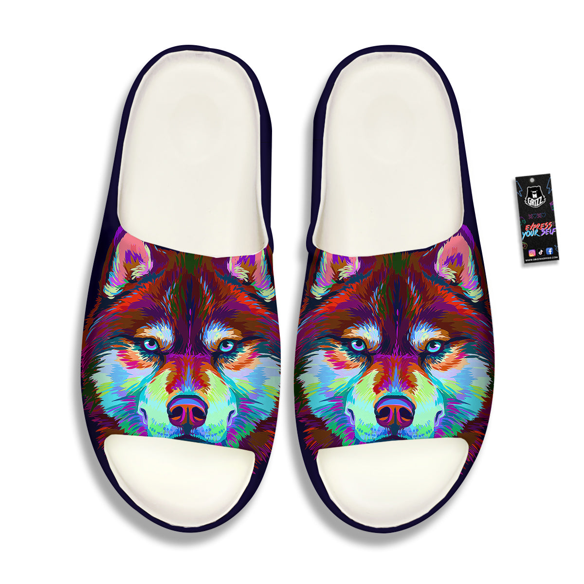 Siberian Husky Colorful Print Sandals-grizzshop