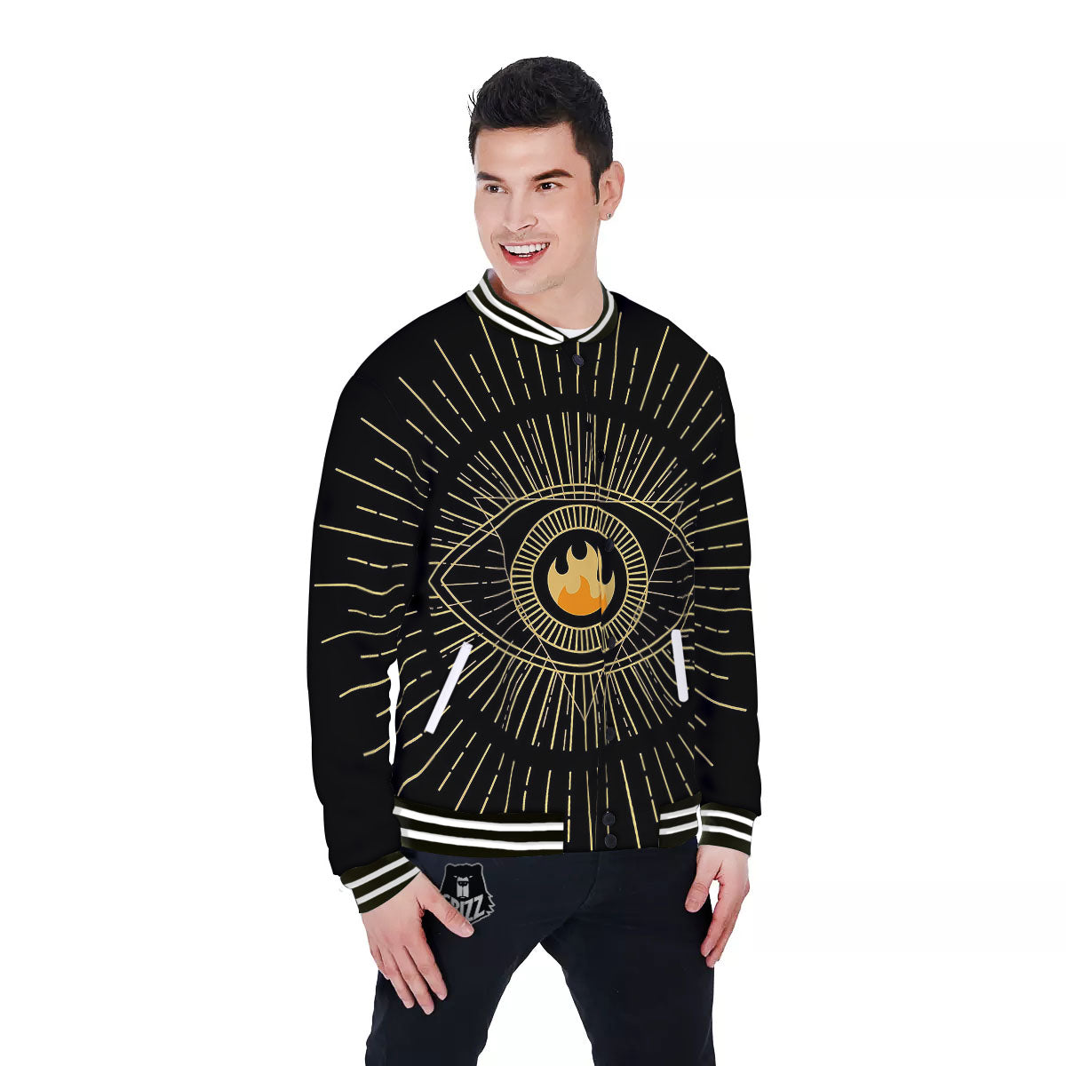 Sight Masonic Eye Print Baseball Jacket-grizzshop