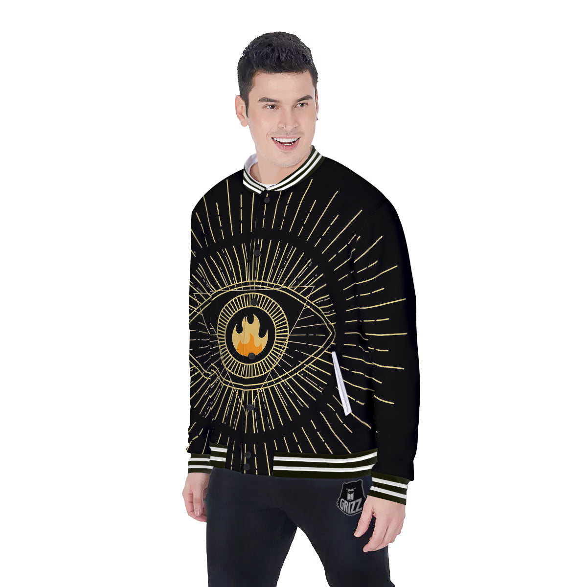 Sight Masonic Eye Print Baseball Jacket-grizzshop