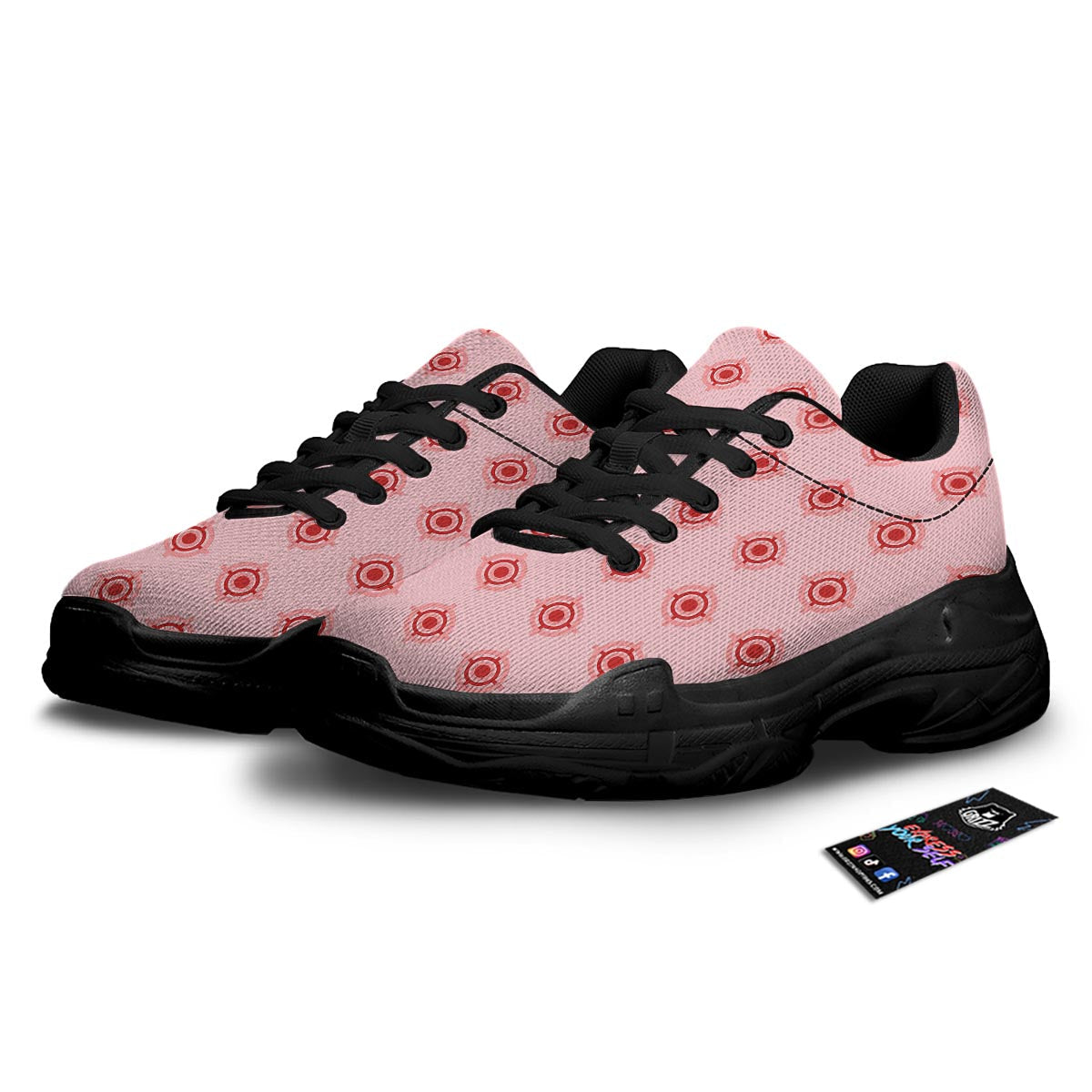 Sight Red Gun Print Pattern Black Chunky Shoes-grizzshop