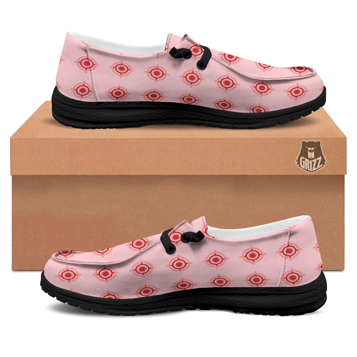 Sight Red Gun Print Pattern Black Loafers-grizzshop