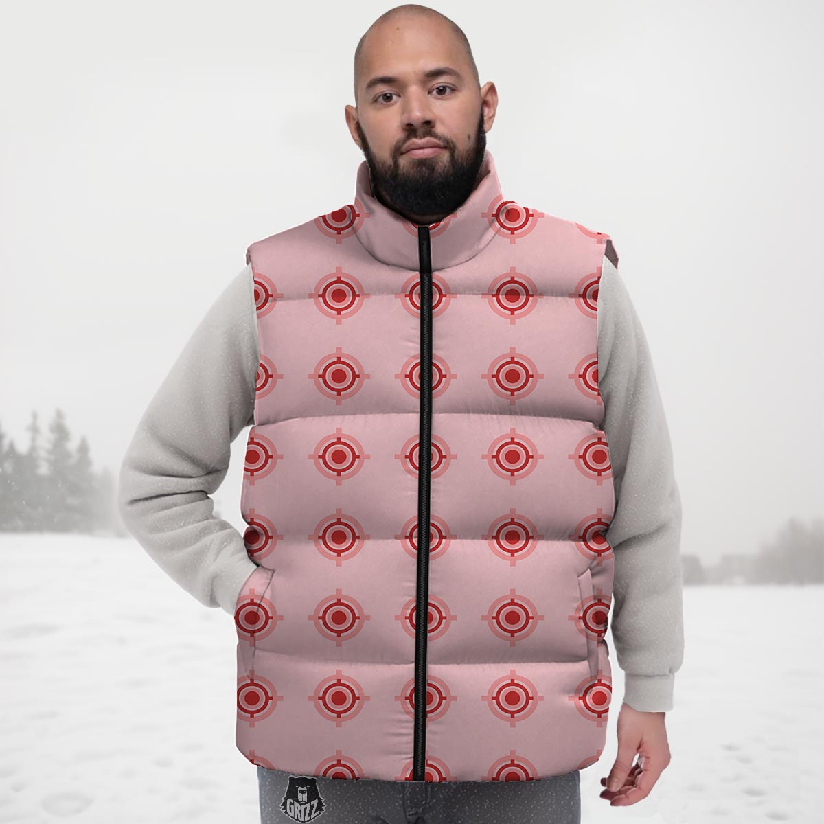 Sight Red Gun Print Pattern Down Vest
