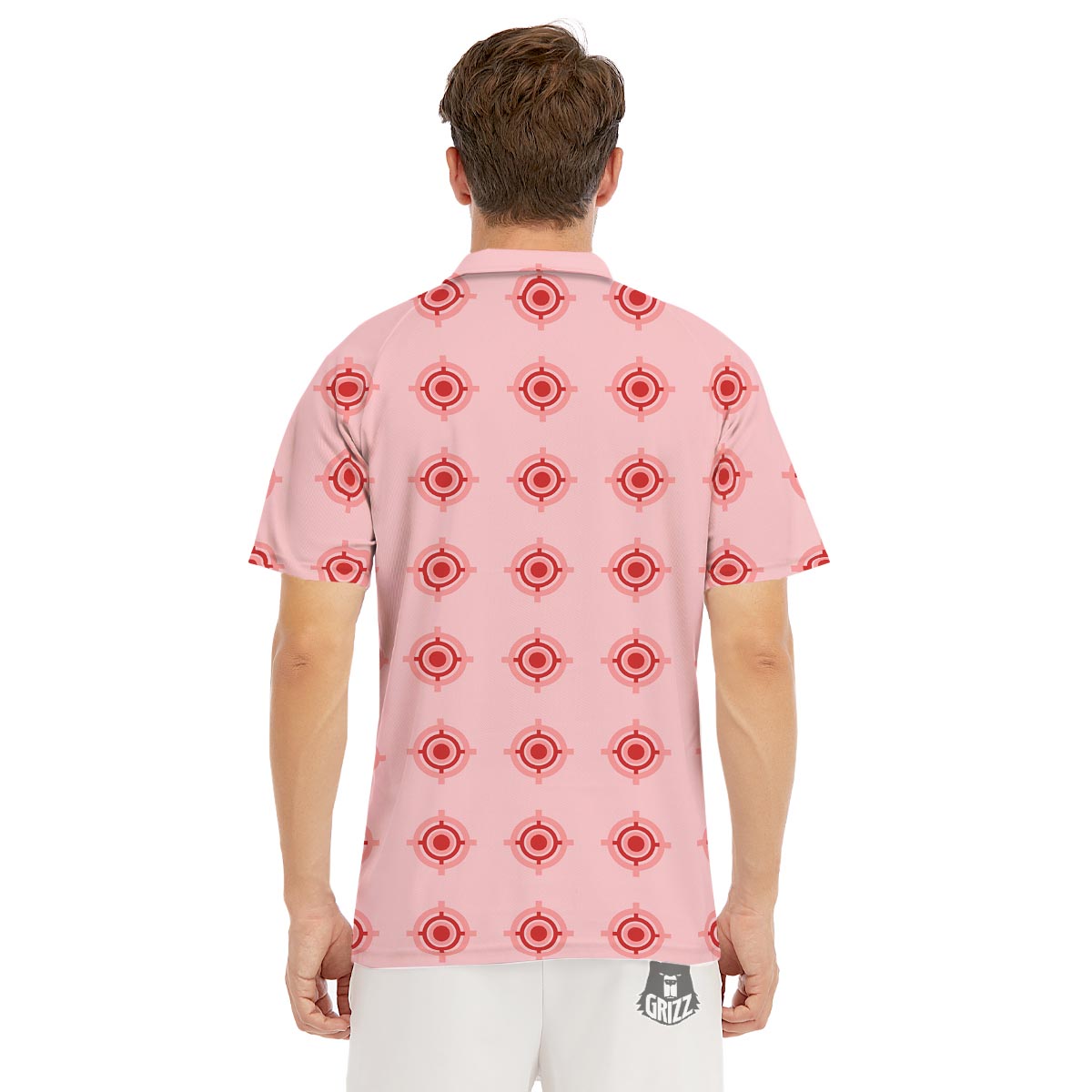Sight Red Gun Print Pattern Men's Golf Shirts-grizzshop