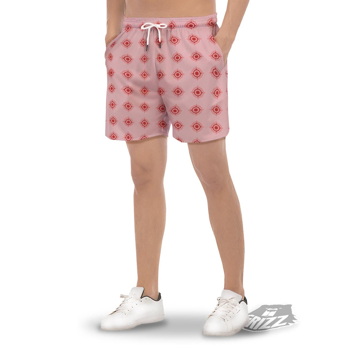 Sight Red Gun Print Pattern Men's Gym Shorts-grizzshop