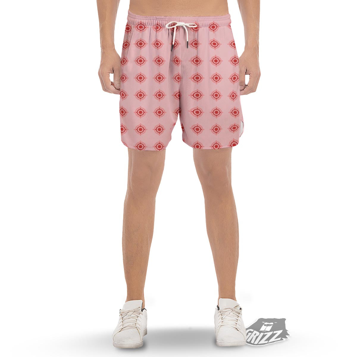 Sight Red Gun Print Pattern Men's Gym Shorts-grizzshop