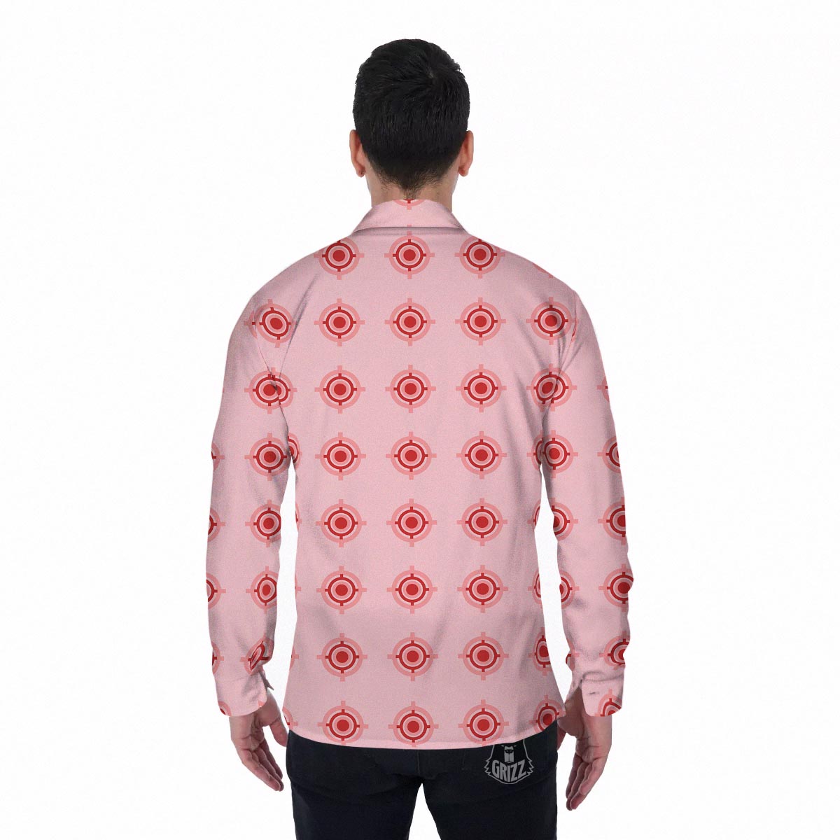 Sight Red Gun Print Pattern Men's Long Sleeve Shirts-grizzshop