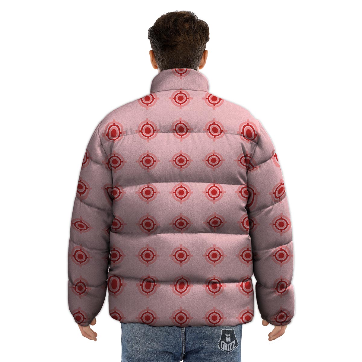 Sight Red Gun Print Pattern Puffer Jacket-grizzshop