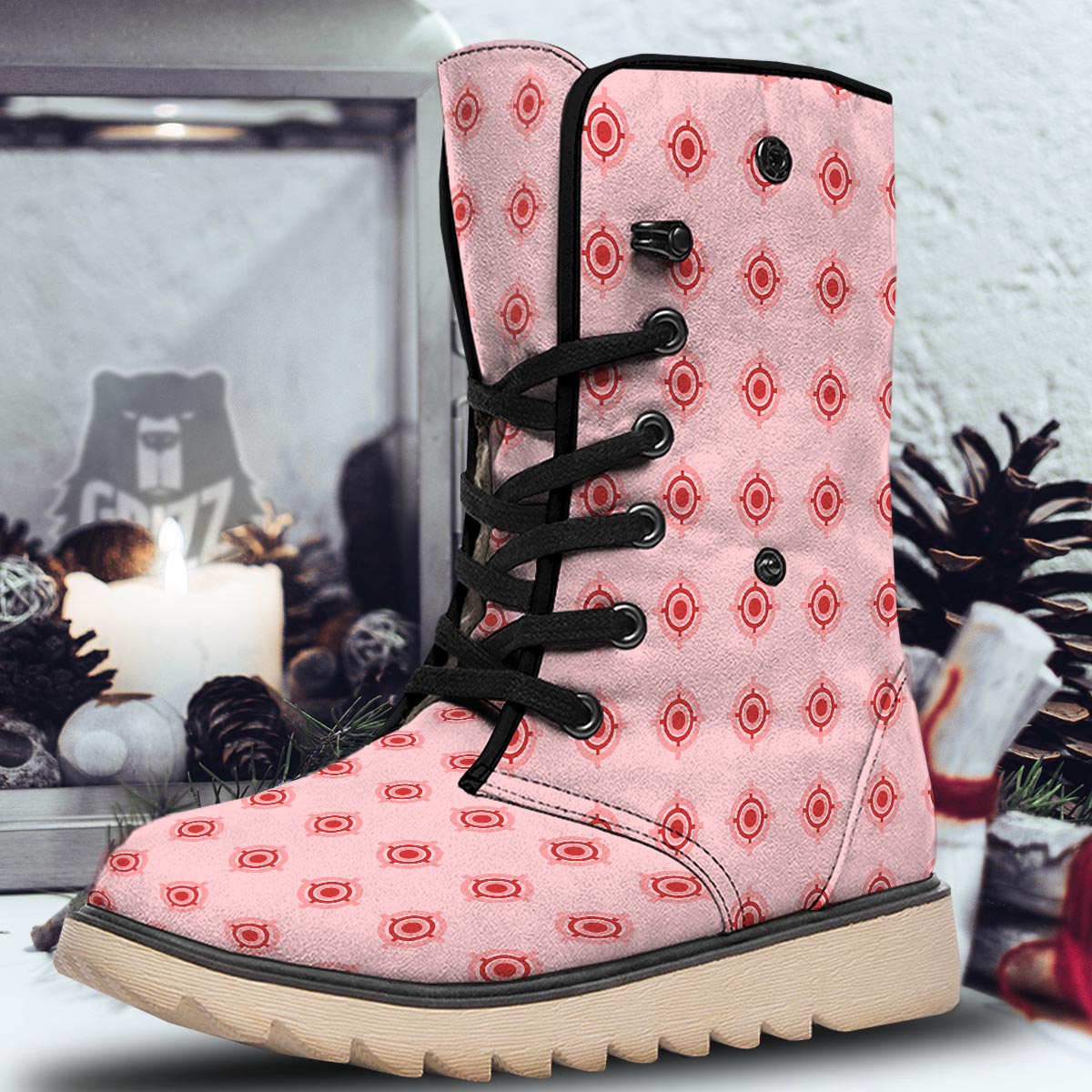 Sight Red Gun Print Pattern Snow Boots-grizzshop
