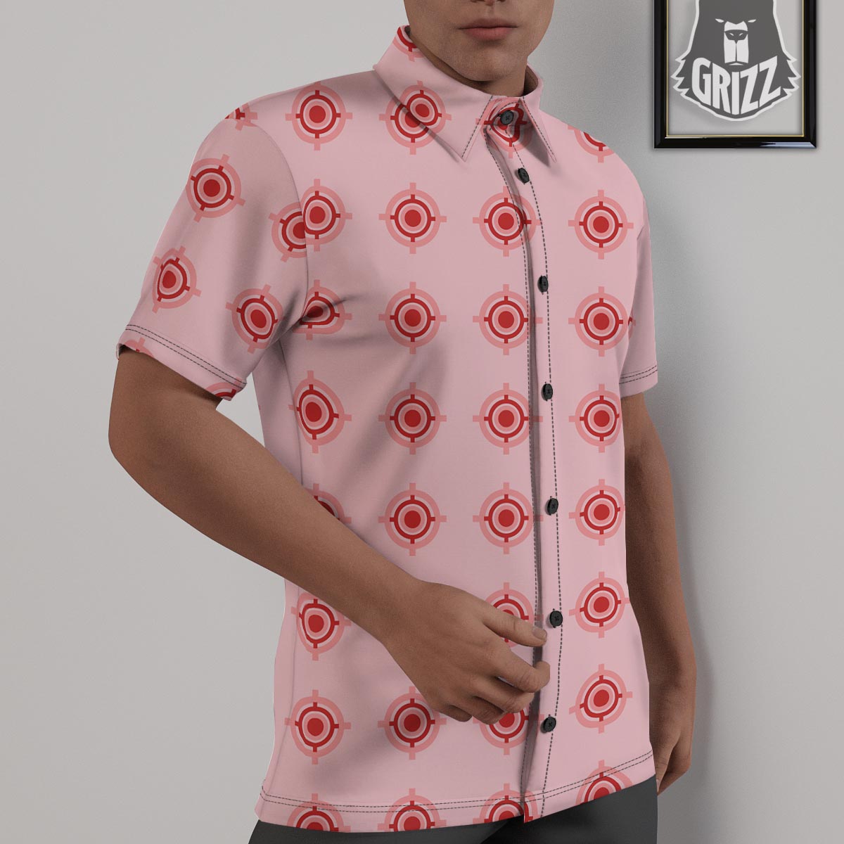 Sight Red Gun Print Pattern Untucked Shirts-grizzshop