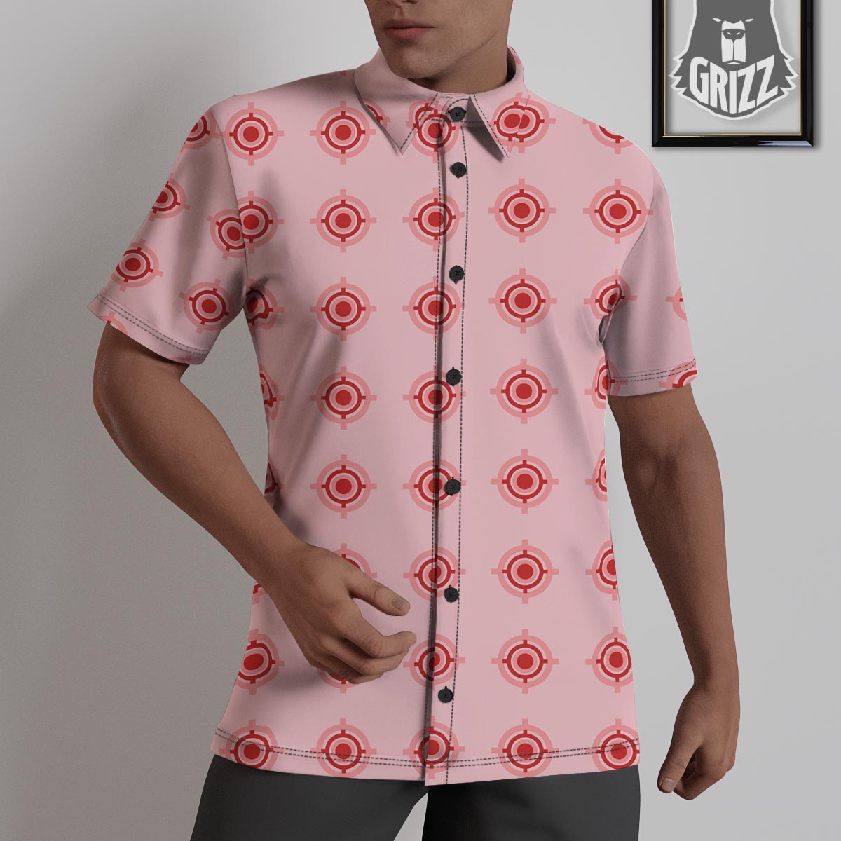 Sight Red Gun Print Pattern Untucked Shirts-grizzshop
