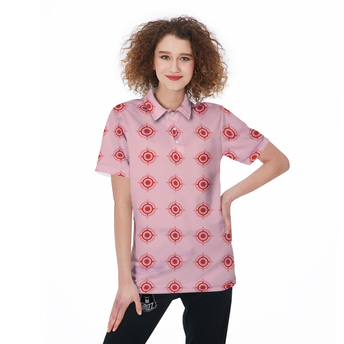 Sight Red Gun Print Pattern Women's Golf Shirts-grizzshop