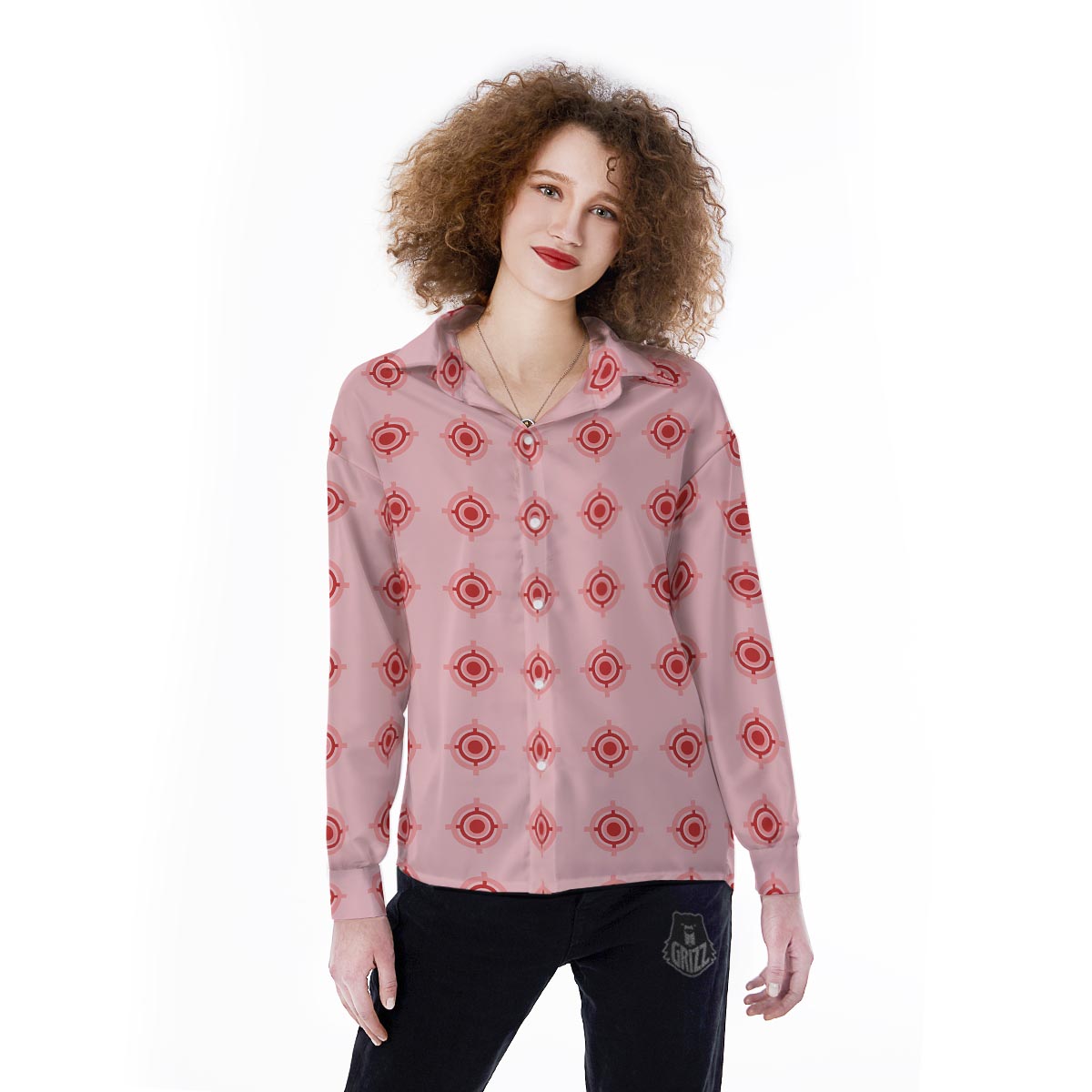 Sight Red Gun Print Pattern Women's Long Sleeve Shirts-grizzshop