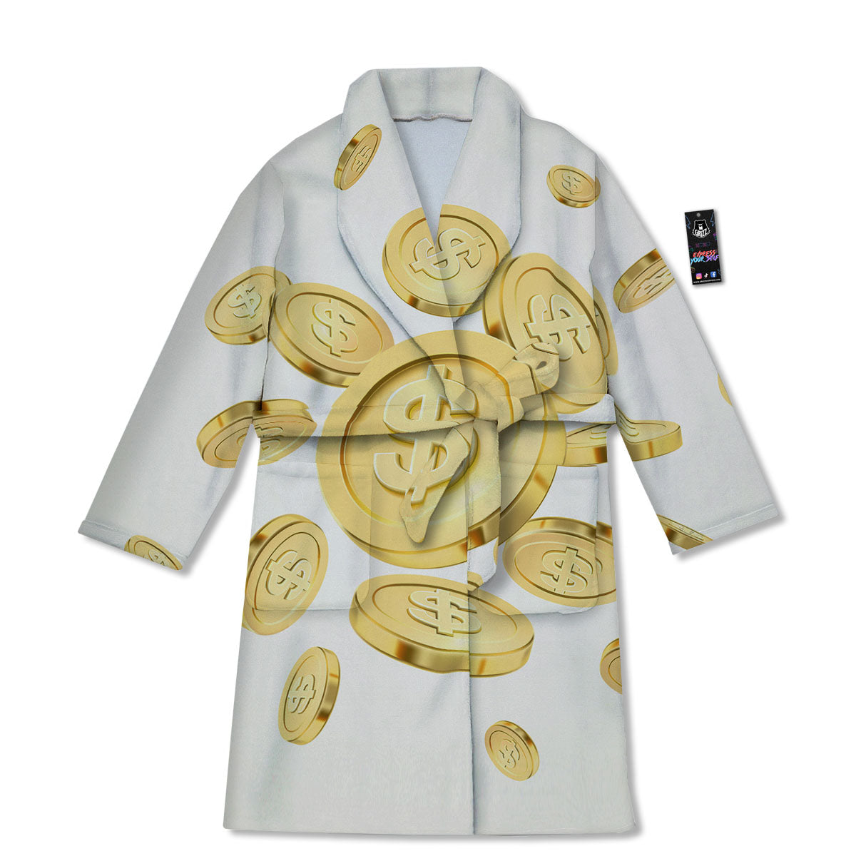 Sign Explosion Golden Dollar Print Bathrobe-grizzshop