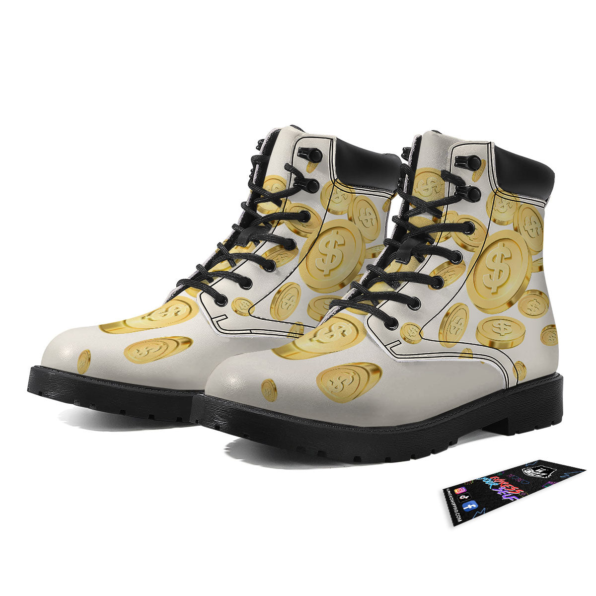 Sign Explosion Golden Dollar Print Boots-grizzshop