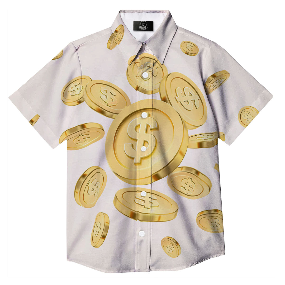 Sign Explosion Golden Dollar Print Button Up Shirt-grizzshop