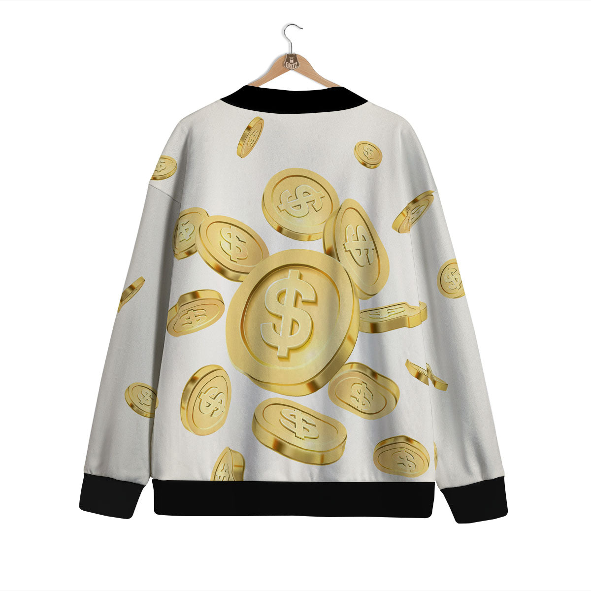 Sign Explosion Golden Dollar Print Cardigan-grizzshop