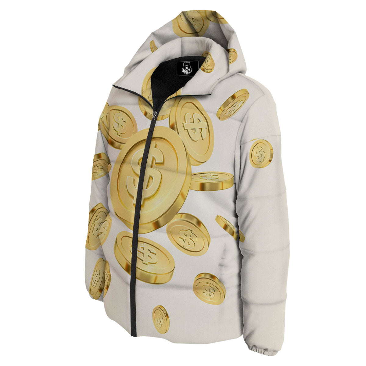 Sign Explosion Golden Dollar Print Down Jacket-grizzshop