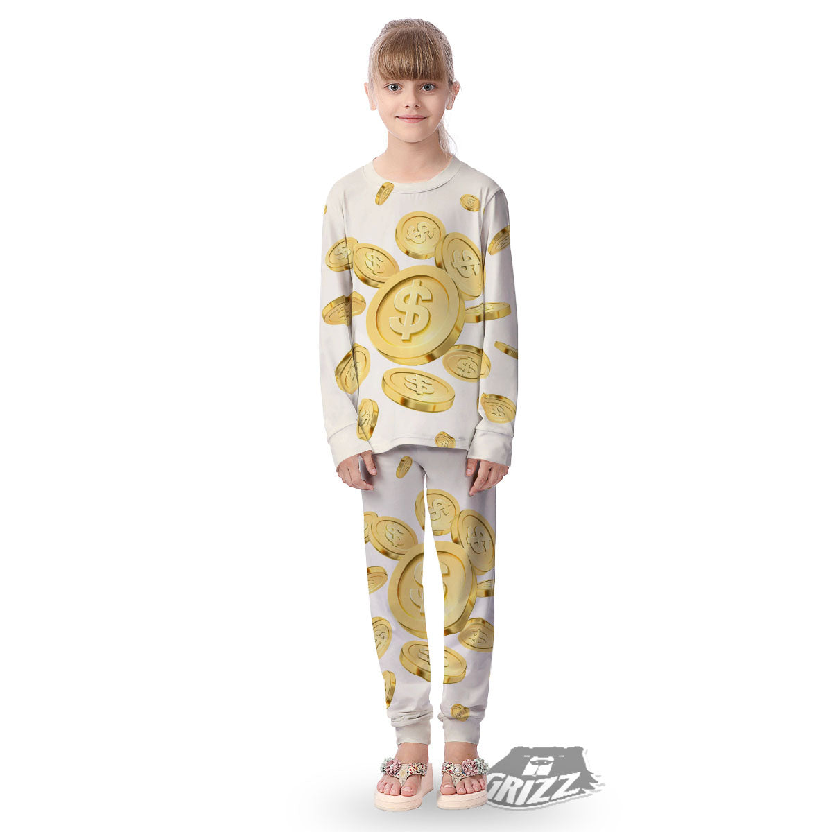 Sign Explosion Golden Dollar Print Kid's Pajamas-grizzshop