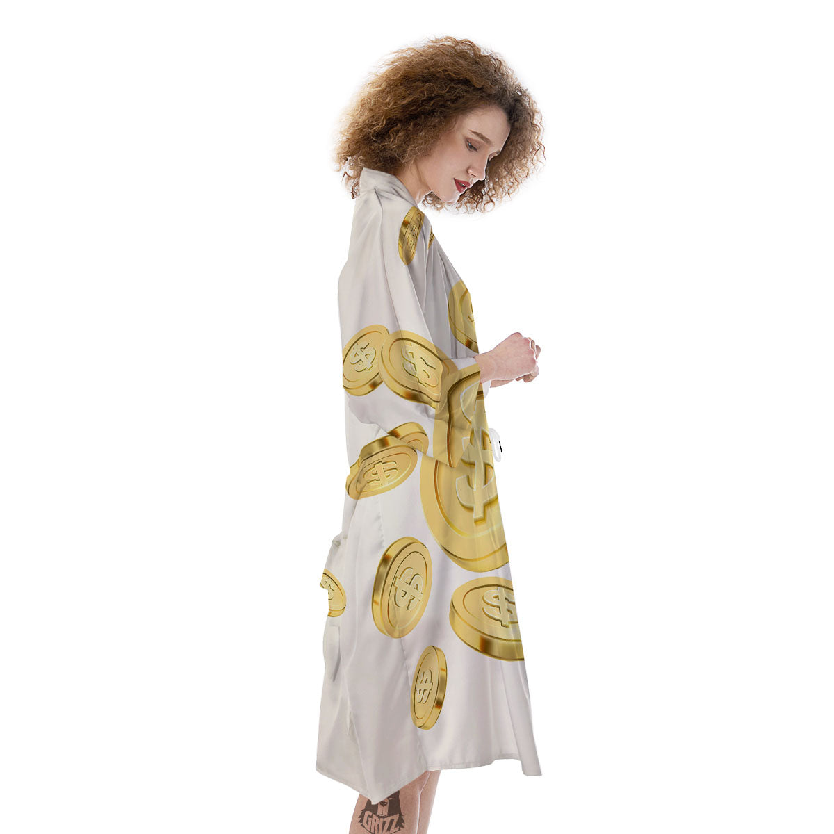 Sign Explosion Golden Dollar Print Kimono-grizzshop