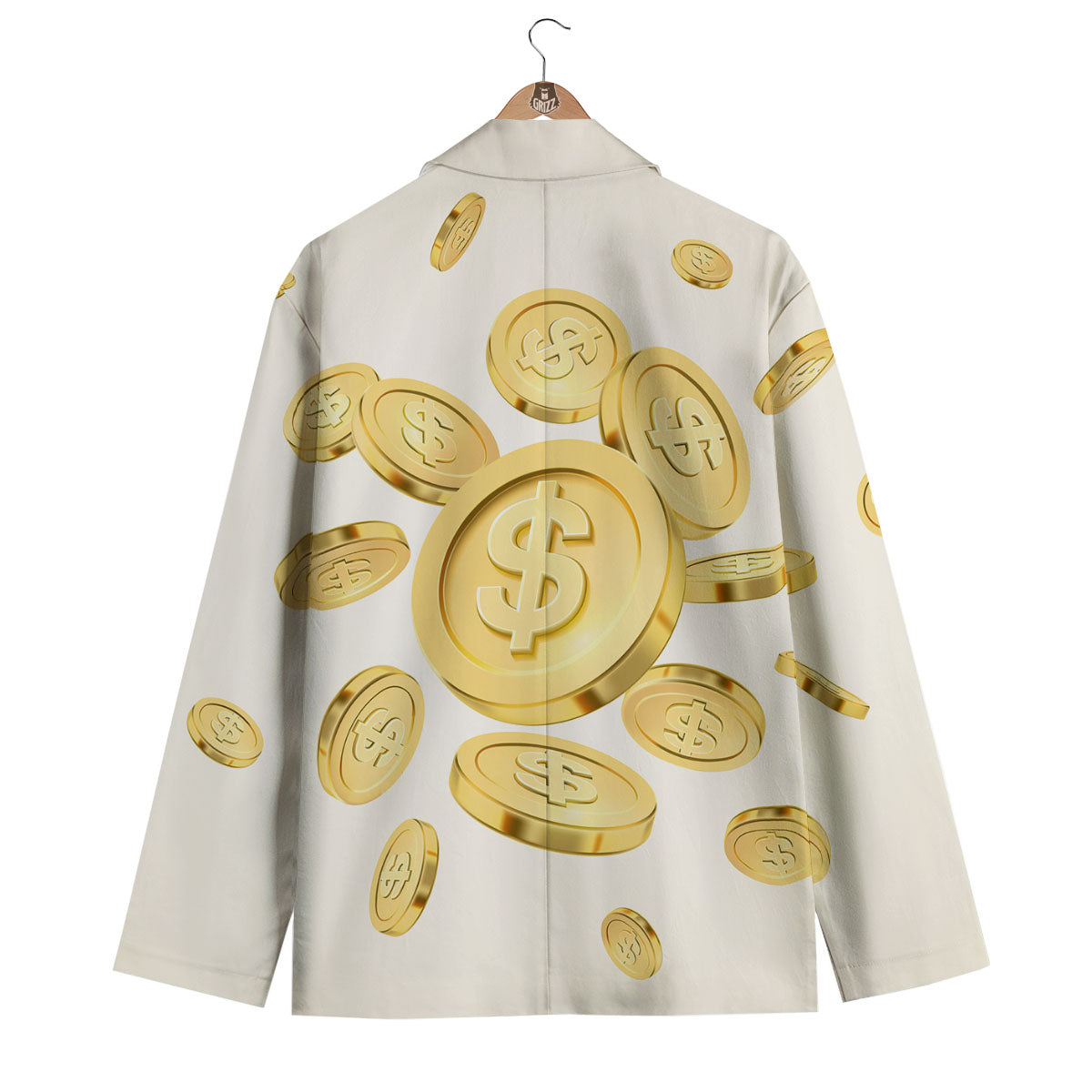 Sign Explosion Golden Dollar Print Men's Blazer-grizzshop