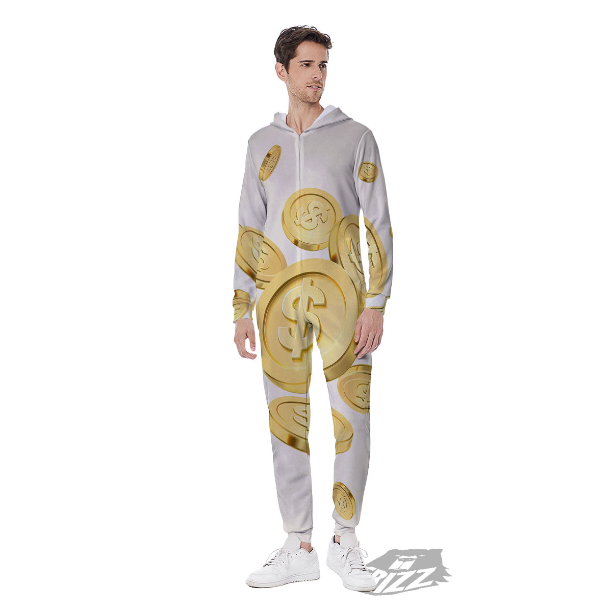 Sign Explosion Golden Dollar Print Men's Jumpsuit-grizzshop