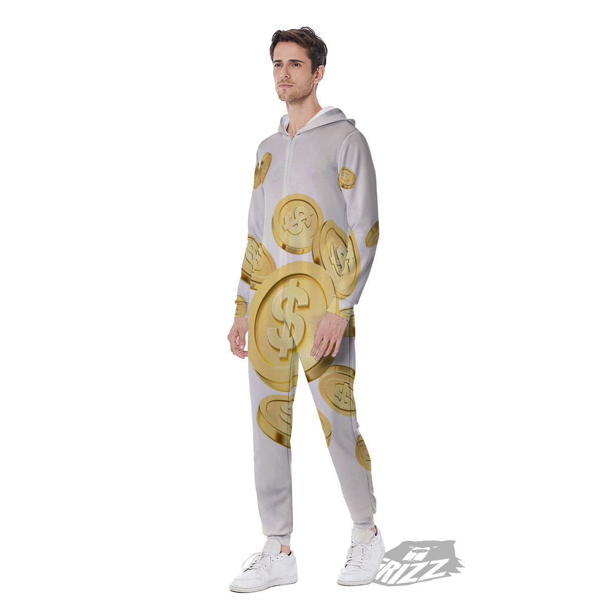 Sign Explosion Golden Dollar Print Men's Jumpsuit-grizzshop
