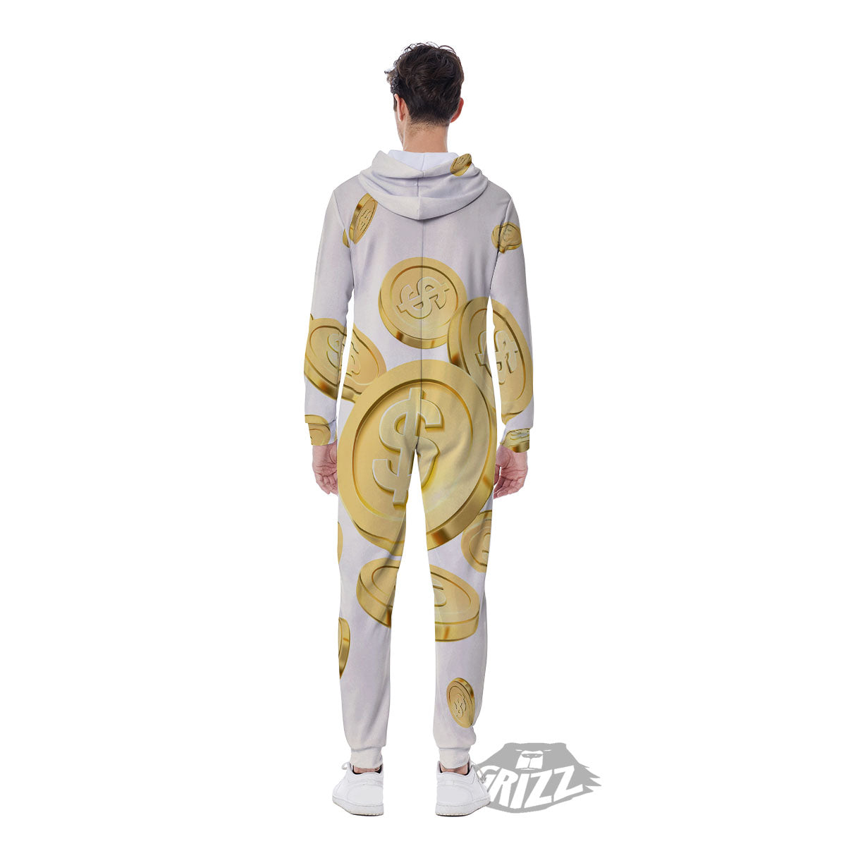 Sign Explosion Golden Dollar Print Men's Jumpsuit-grizzshop