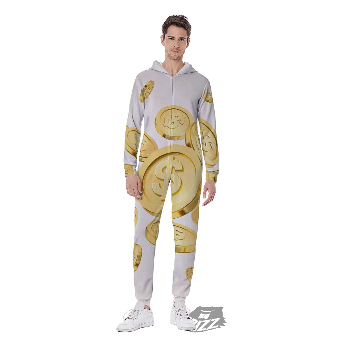 Sign Explosion Golden Dollar Print Men's Jumpsuit-grizzshop