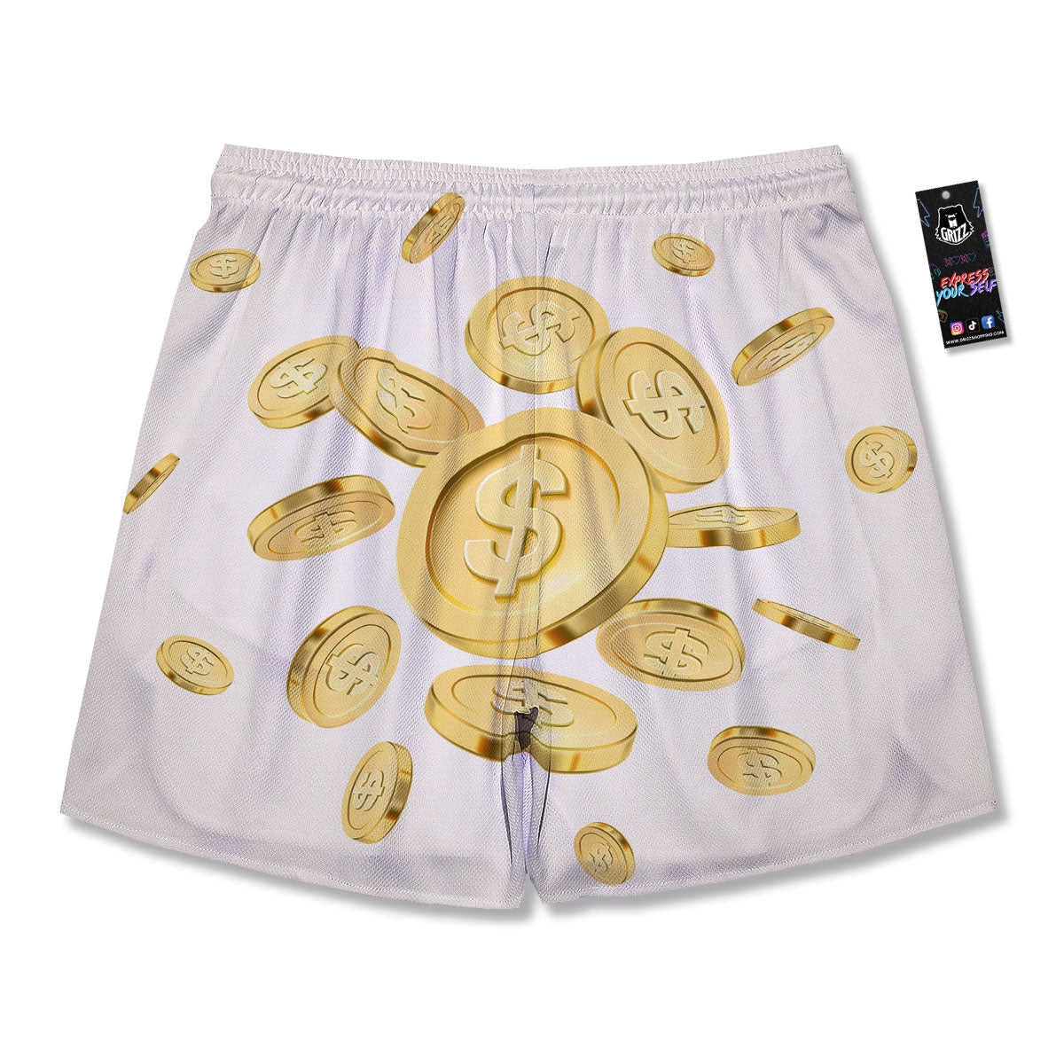 Sign Explosion Golden Dollar Print Men's Running Shorts-grizzshop